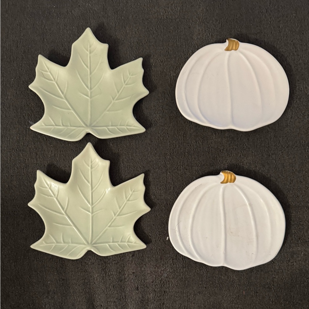 Leaf and Pumpkin Shaped Ceramic Plates